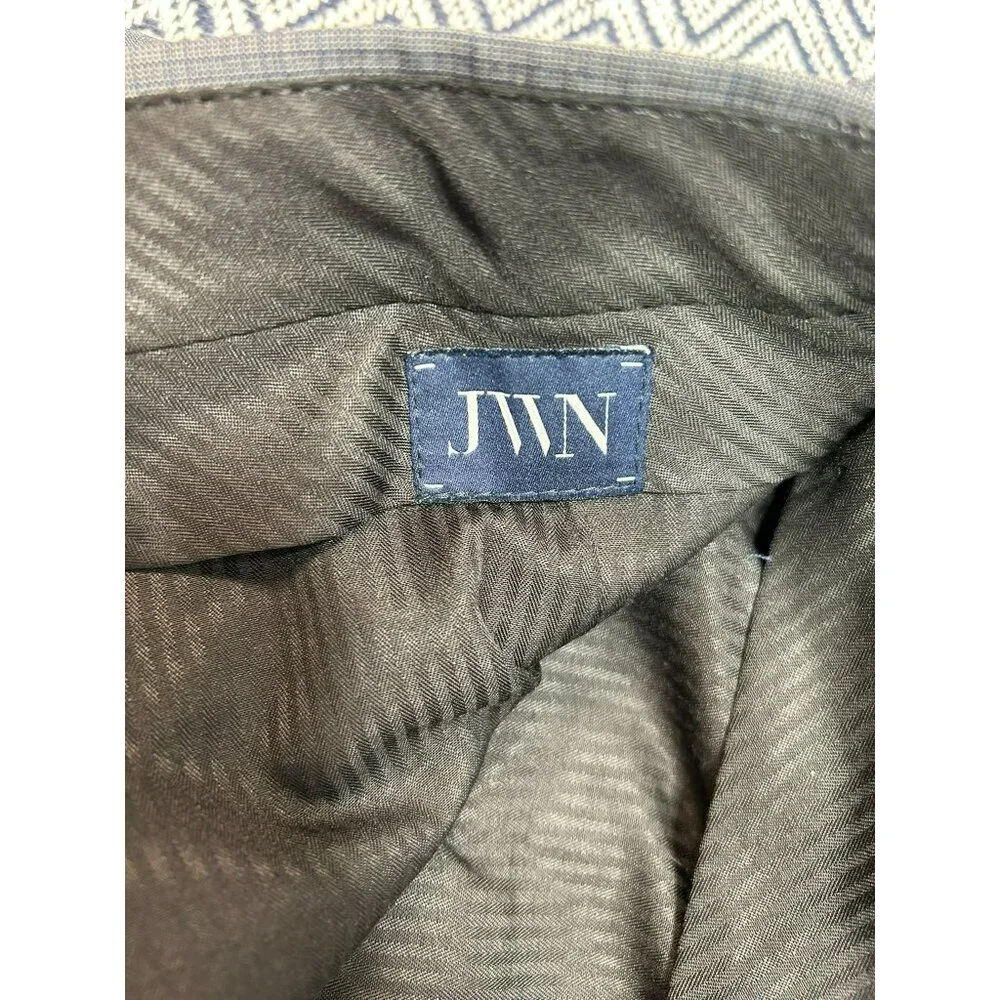 Men's John W. Nordstrom Flat Front Check Wool Dress Pants Size 34 - Grey - Picture 5 of 7